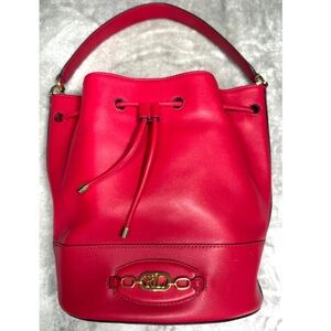 Ralph Lauren Red Leather Bucket Bag